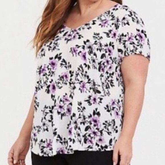 Torrid Abbey Challis Tie Back Blouse - Picture 1 of 8